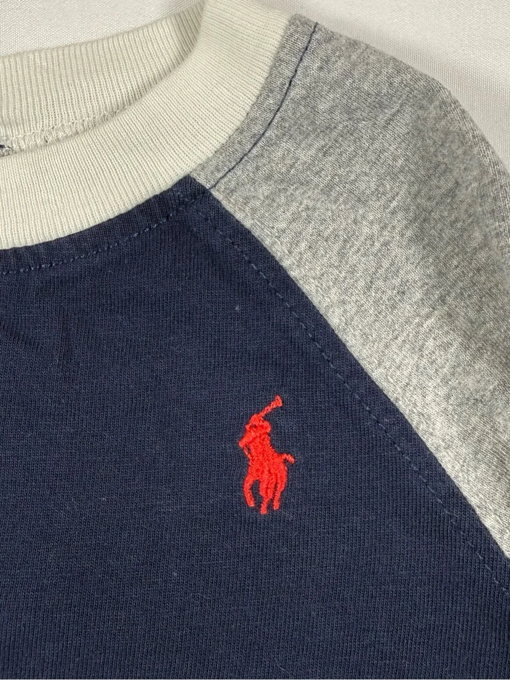 RALPH LAUREN Baby Boys Raglan Baseball Shirt 9M 67 Preppy Varsity Sporty Retro